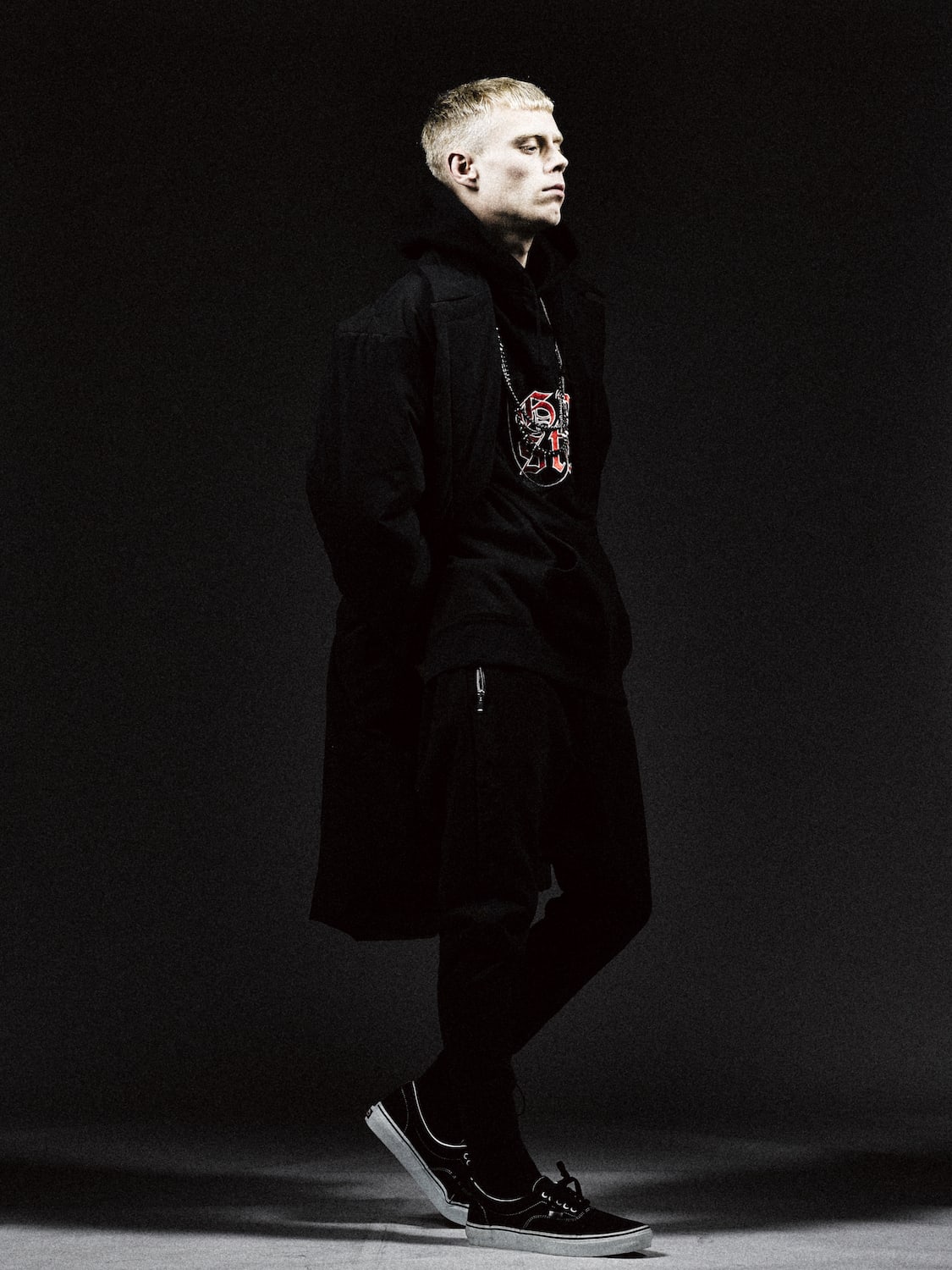 Middle fleece hoodie (GLD state) Black