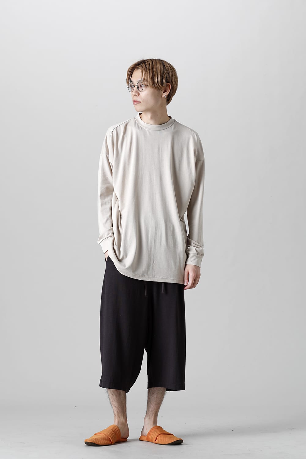 ドルマンスリーブ長袖 ホワイトグレー