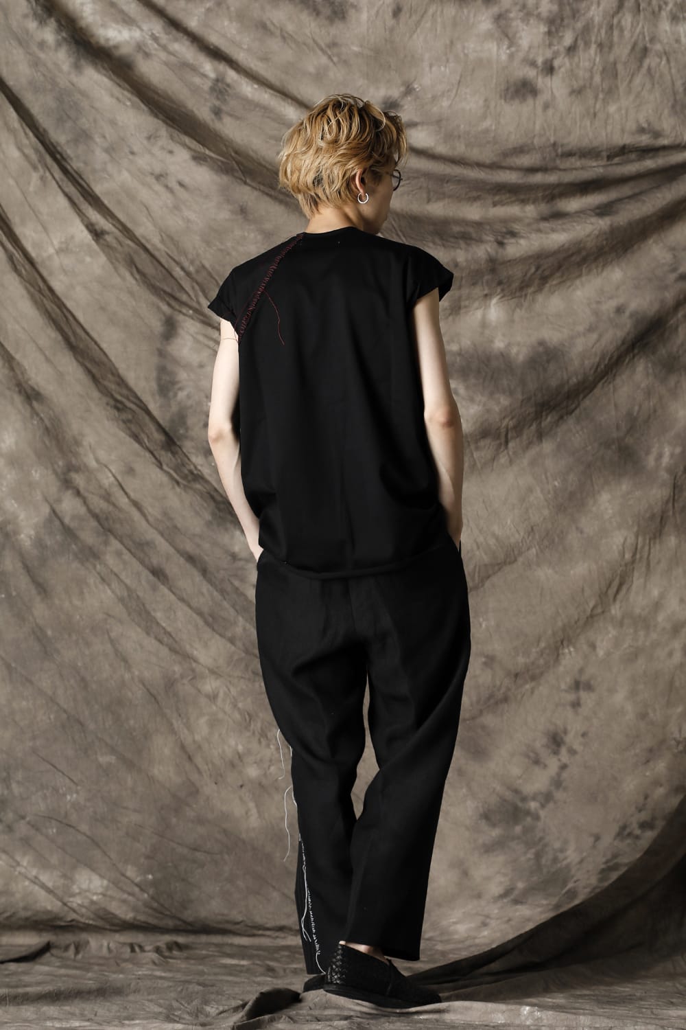 Embroidery French Sleeve T-shirts Black