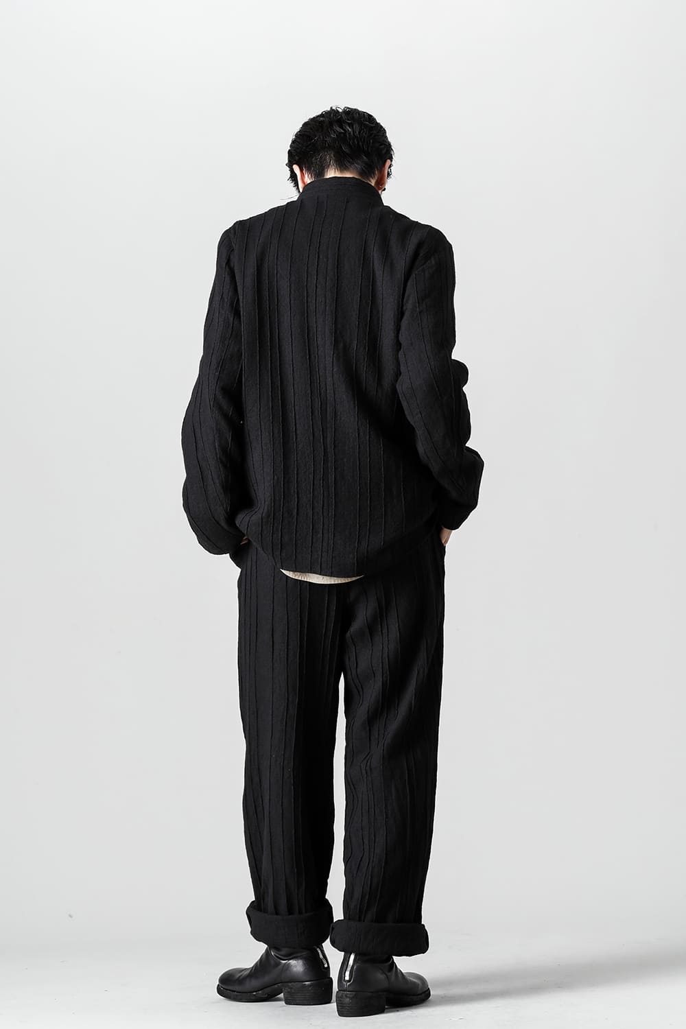 プリーツド ウール ワイド パンツ