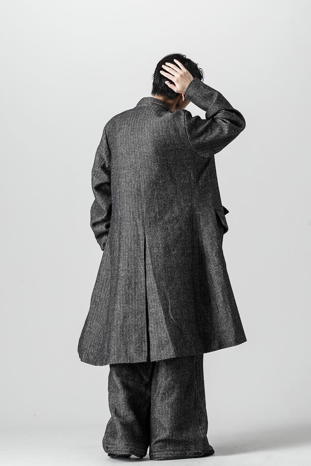 Wide String Trousers - Classic Herring Bone