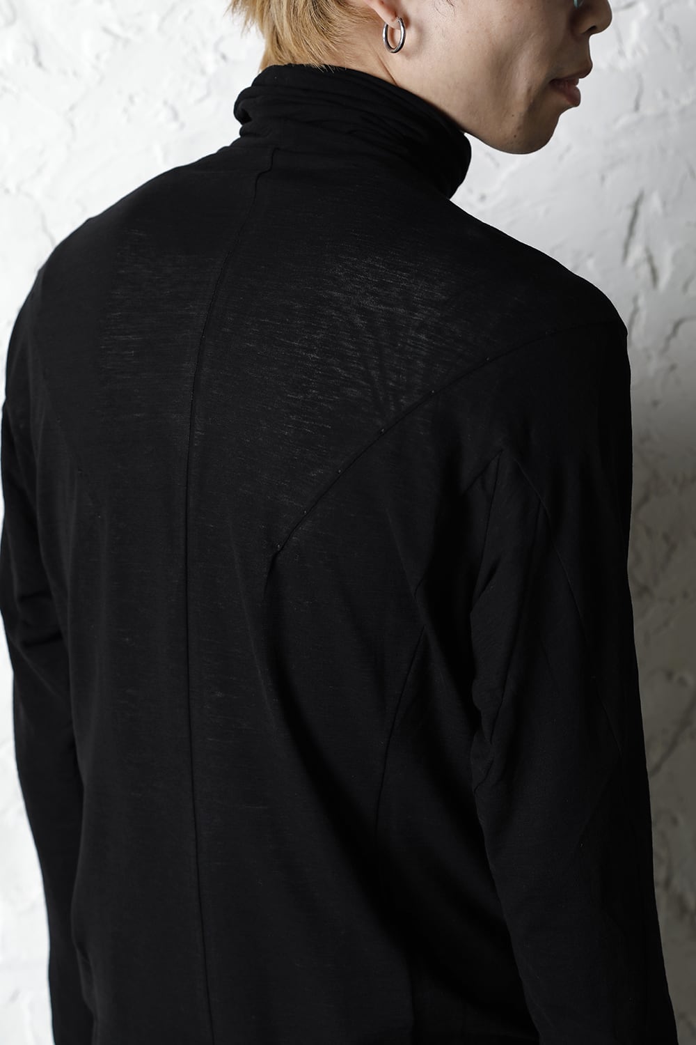 High neck long sleeve light jersey Black