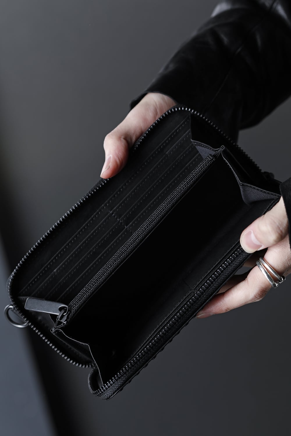 Leather long wallet fold 'all-studs' 2 DAL