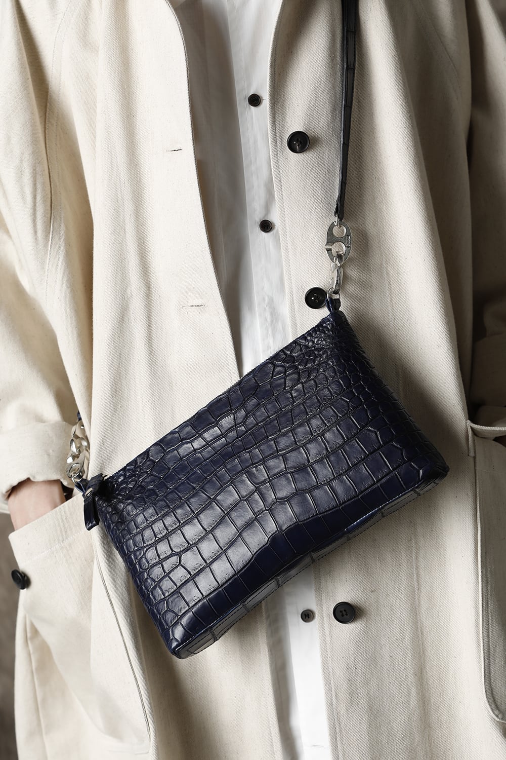 1tone pouch shoulder - Crocodile Ai Navy