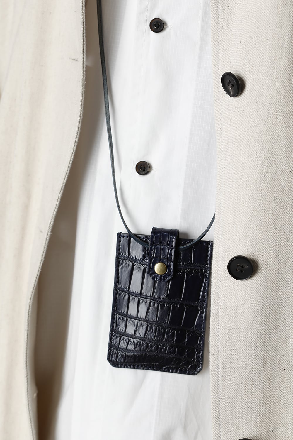 スライドカードケース - クロコダイル 藍染 ネイビー
