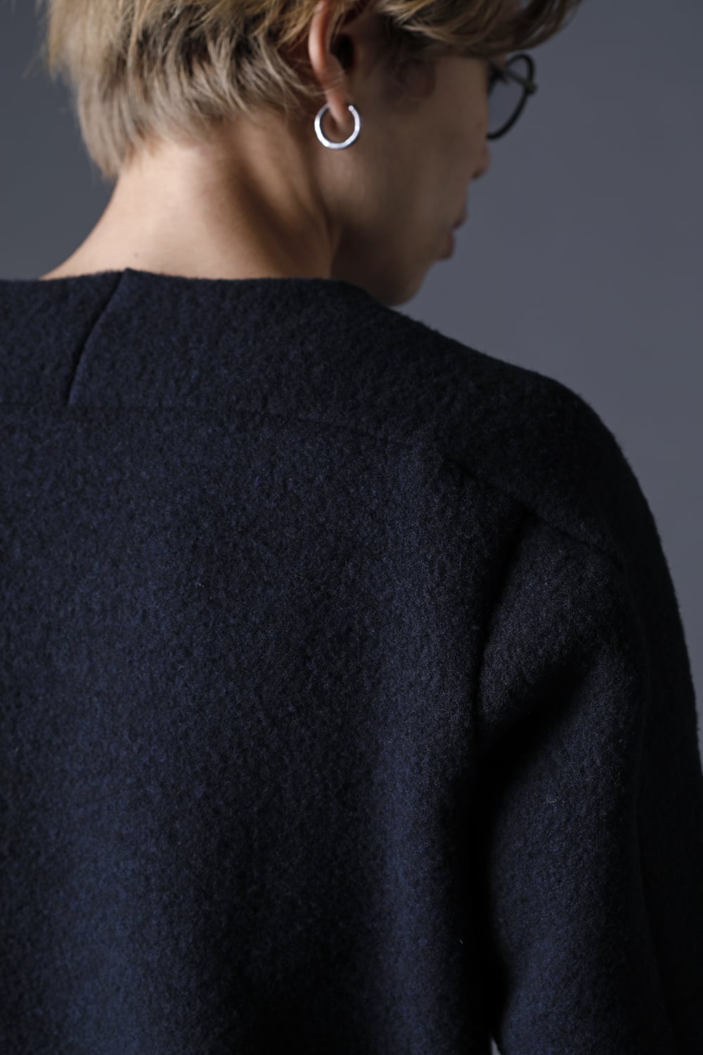 Heavy Wool Fleece Crew Neck Navy