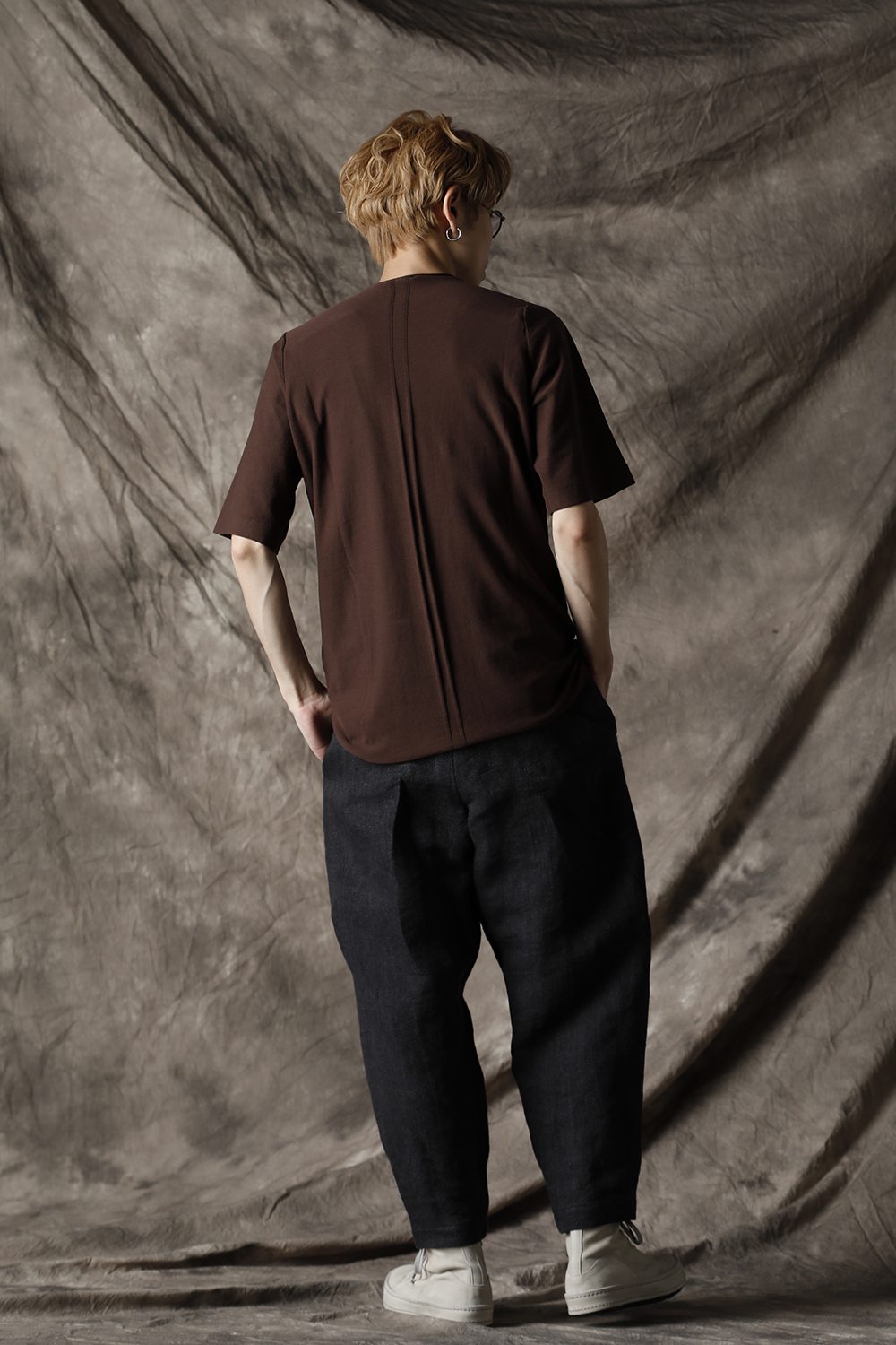 Knit crewneck short sleeve high twist cotton Lava Stone