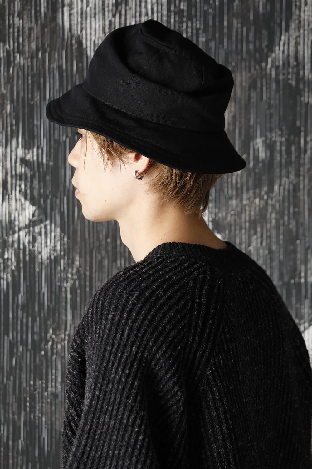 Hat Black Wool Linen Twill