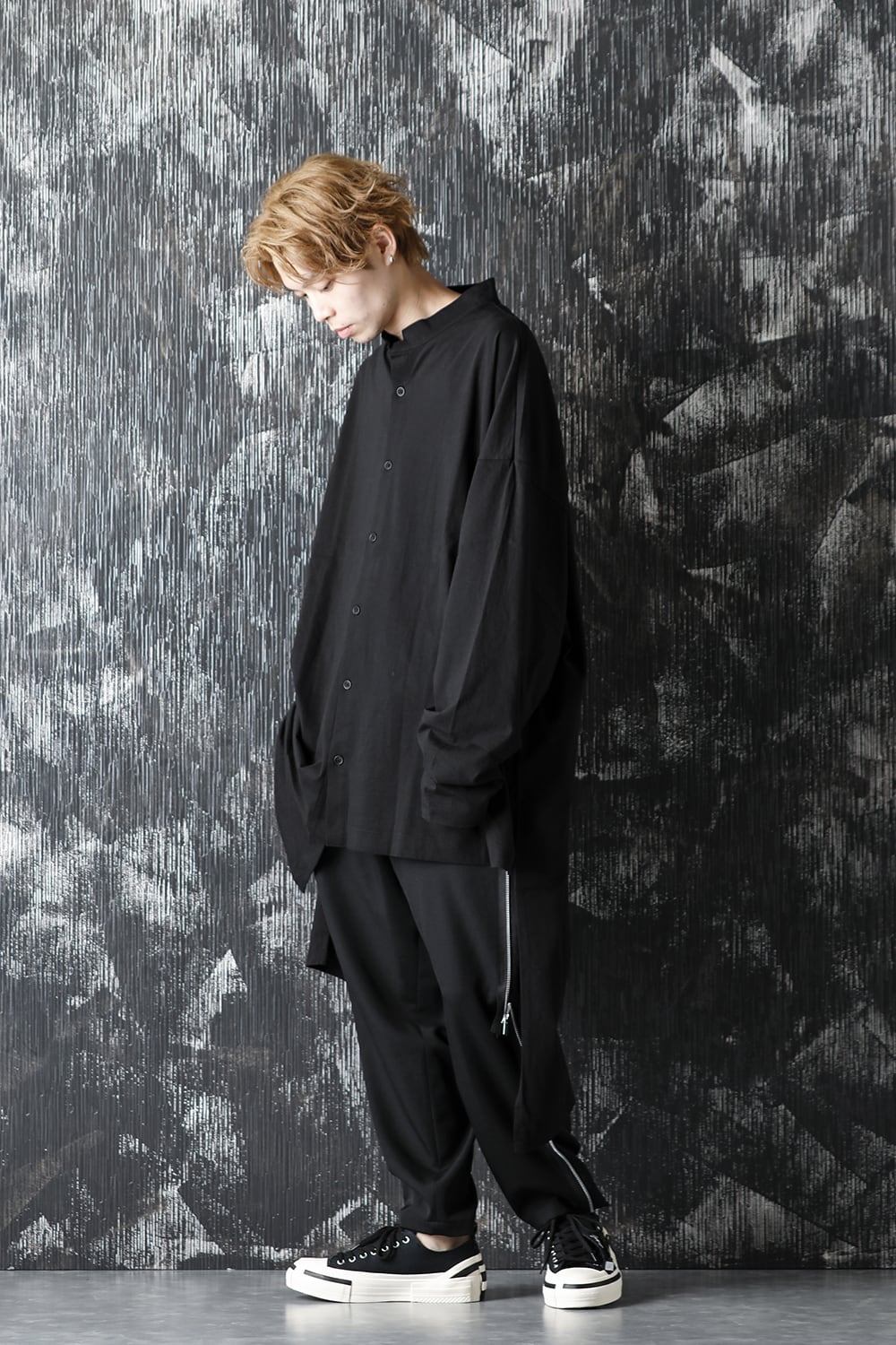 Rayon Tencel Open Collar Long Shirt