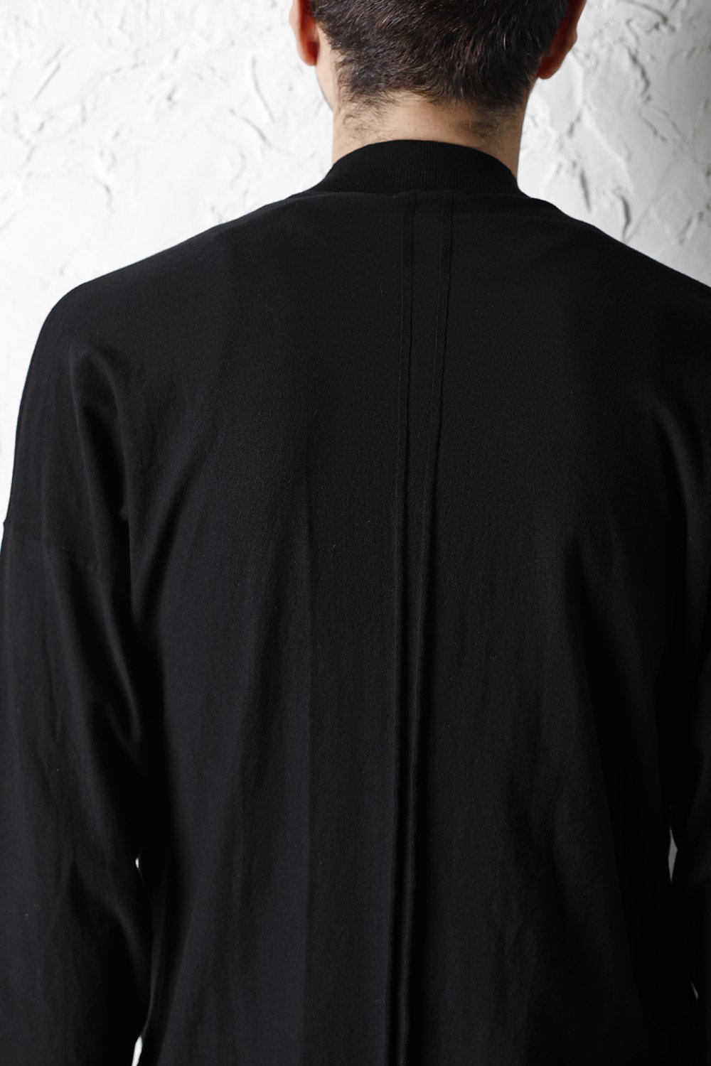 Knit mockneck long sleeve high twist cotton Black