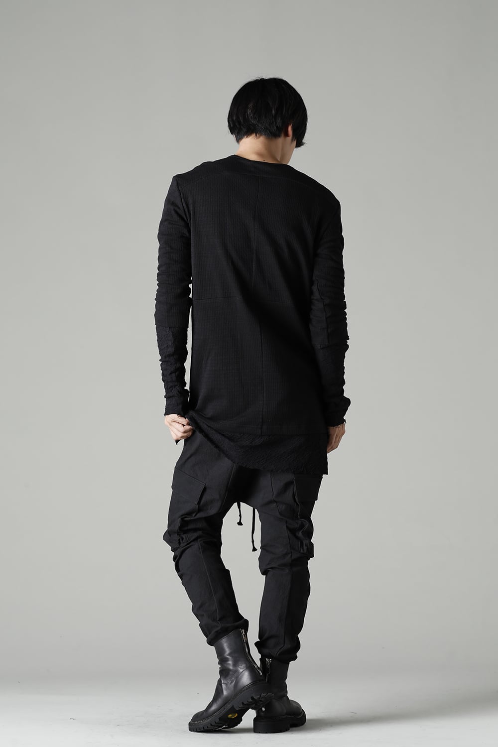 Dimple Washer Cotton Stretch Rip-Stop Cargo Jog Pants Black