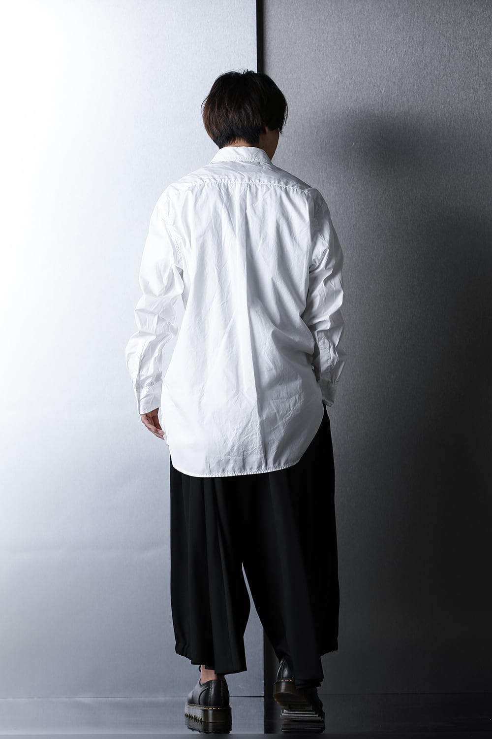 Patch Chest Chain stitch Broad shirt White