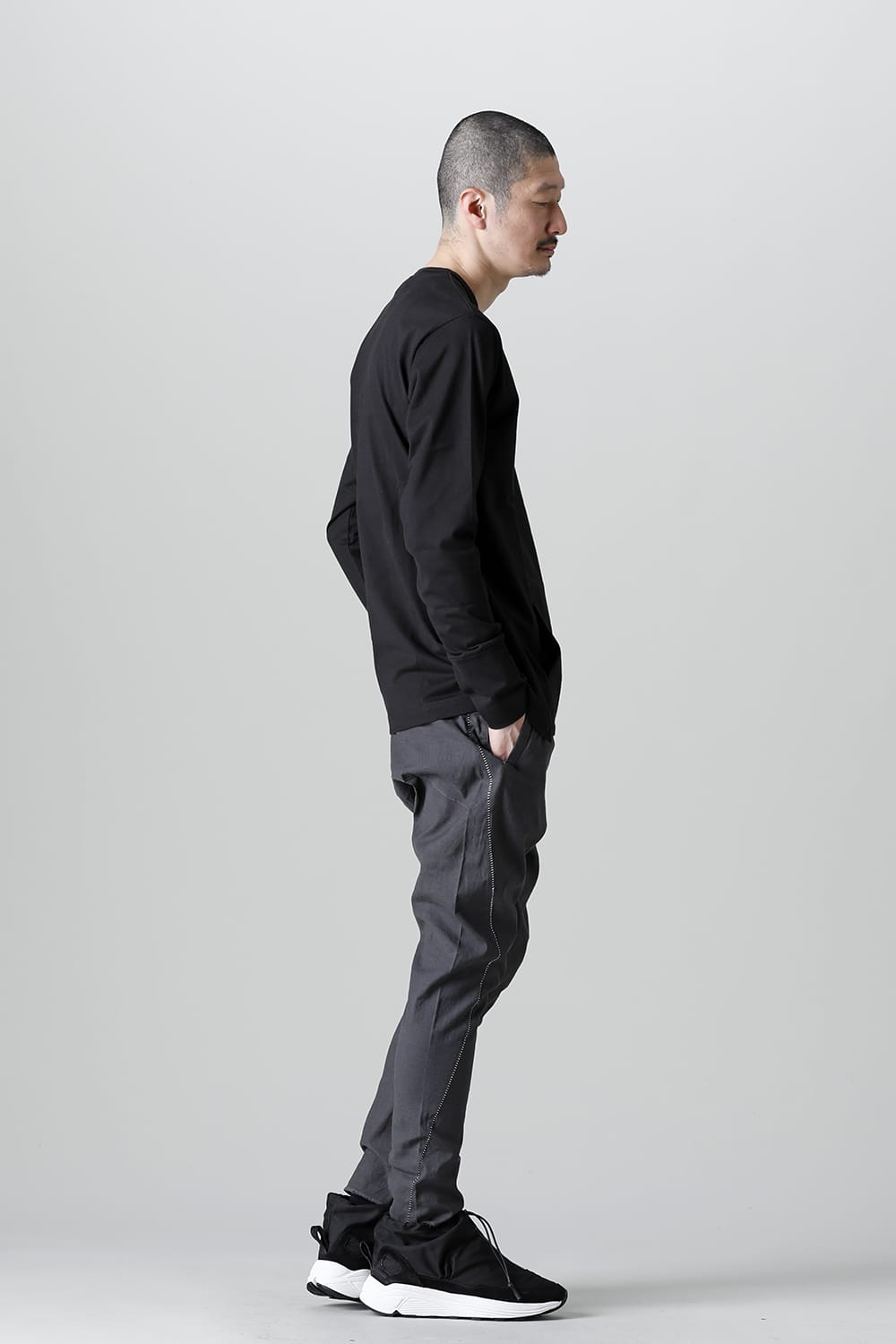 リネンジャージー ソリッド Graphite Gray