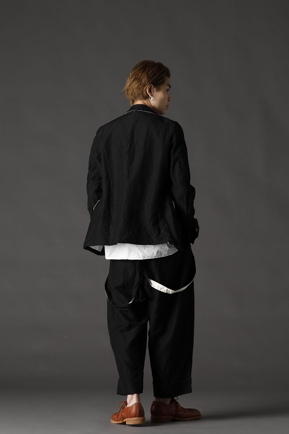 REX-BARREL Wool Ramie Suspender Pants