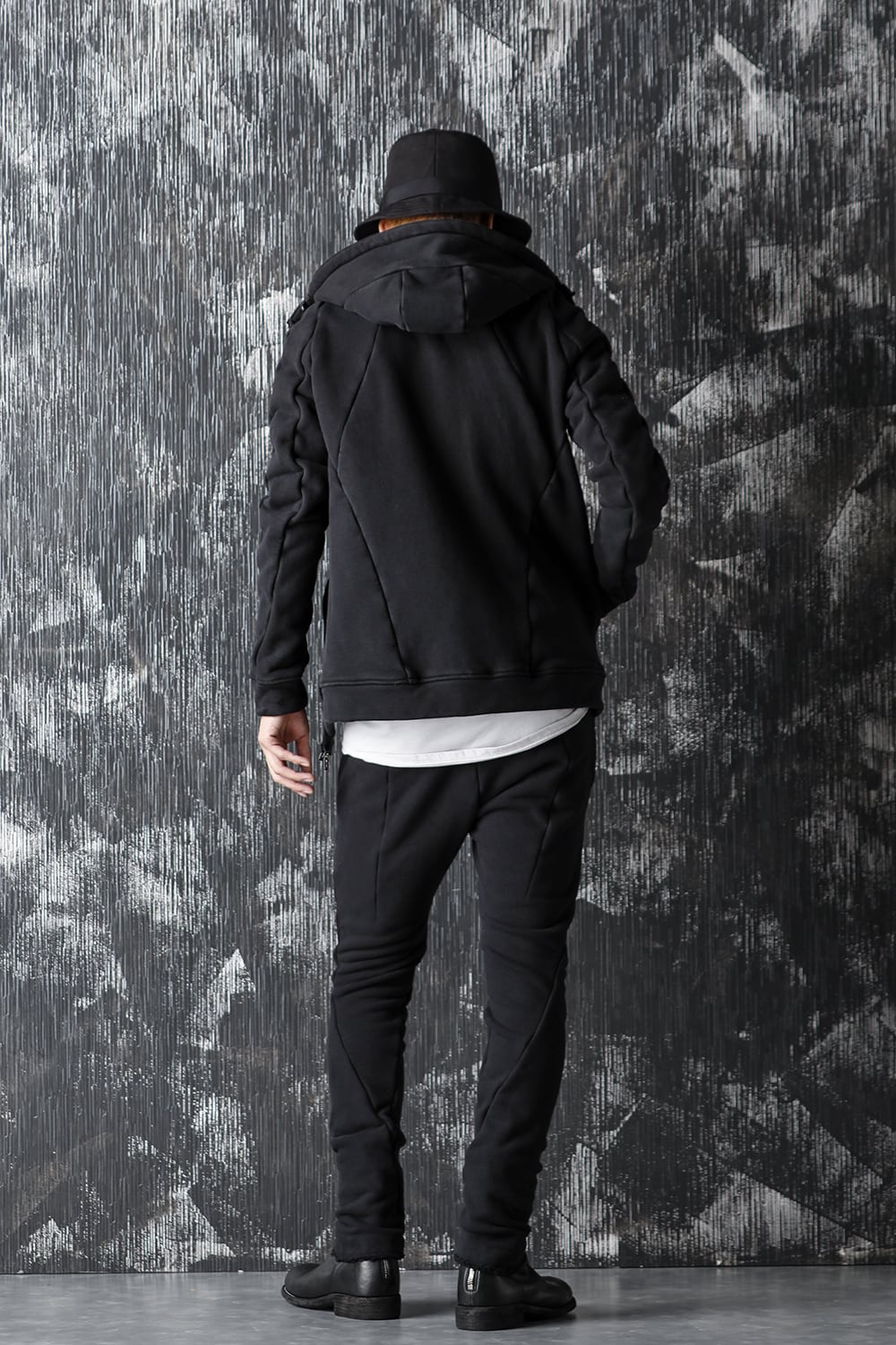 Hyper stretch Cotton jersey Hooded Jacket Black