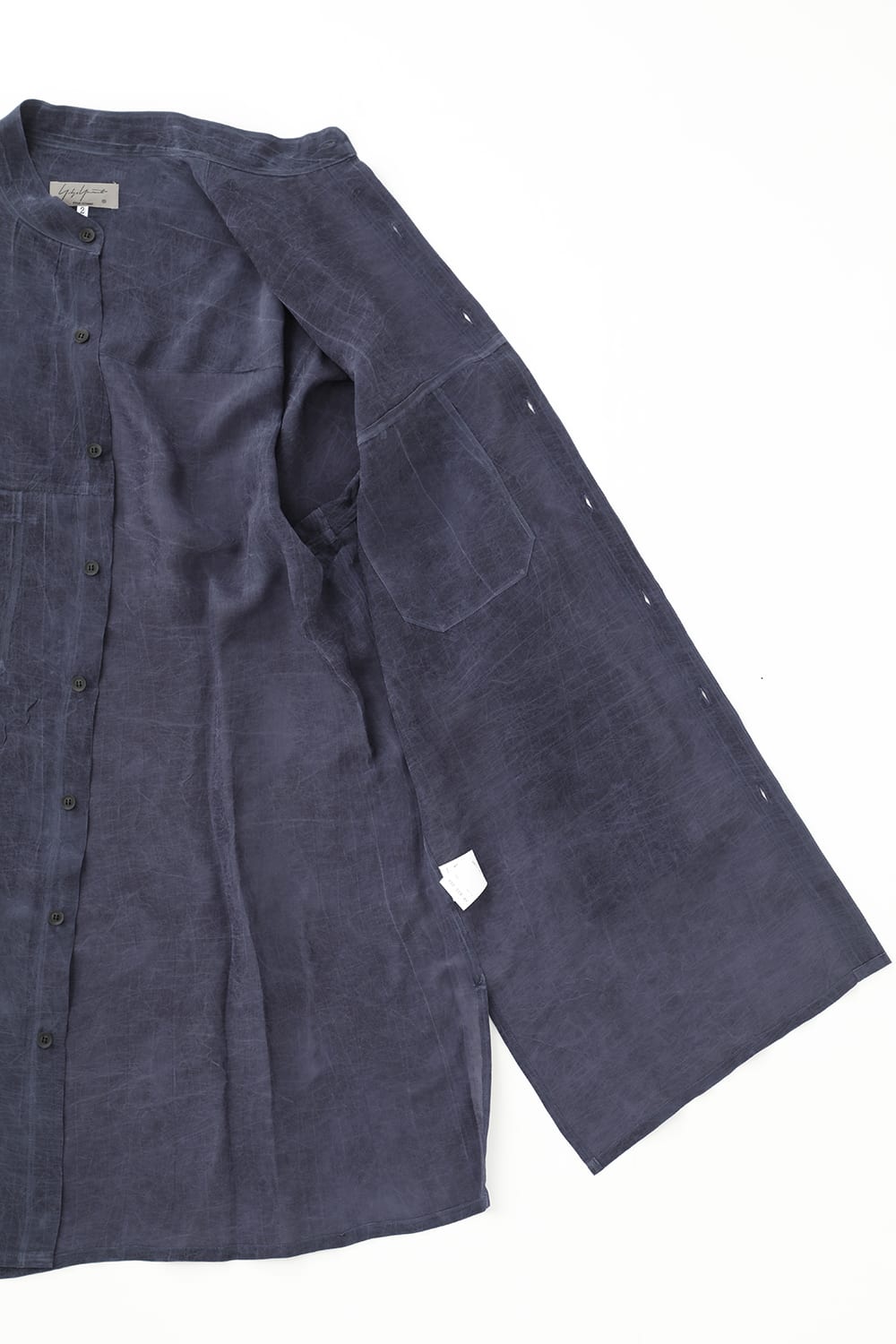 Cupro Salt shrink Stand Collar Blouse