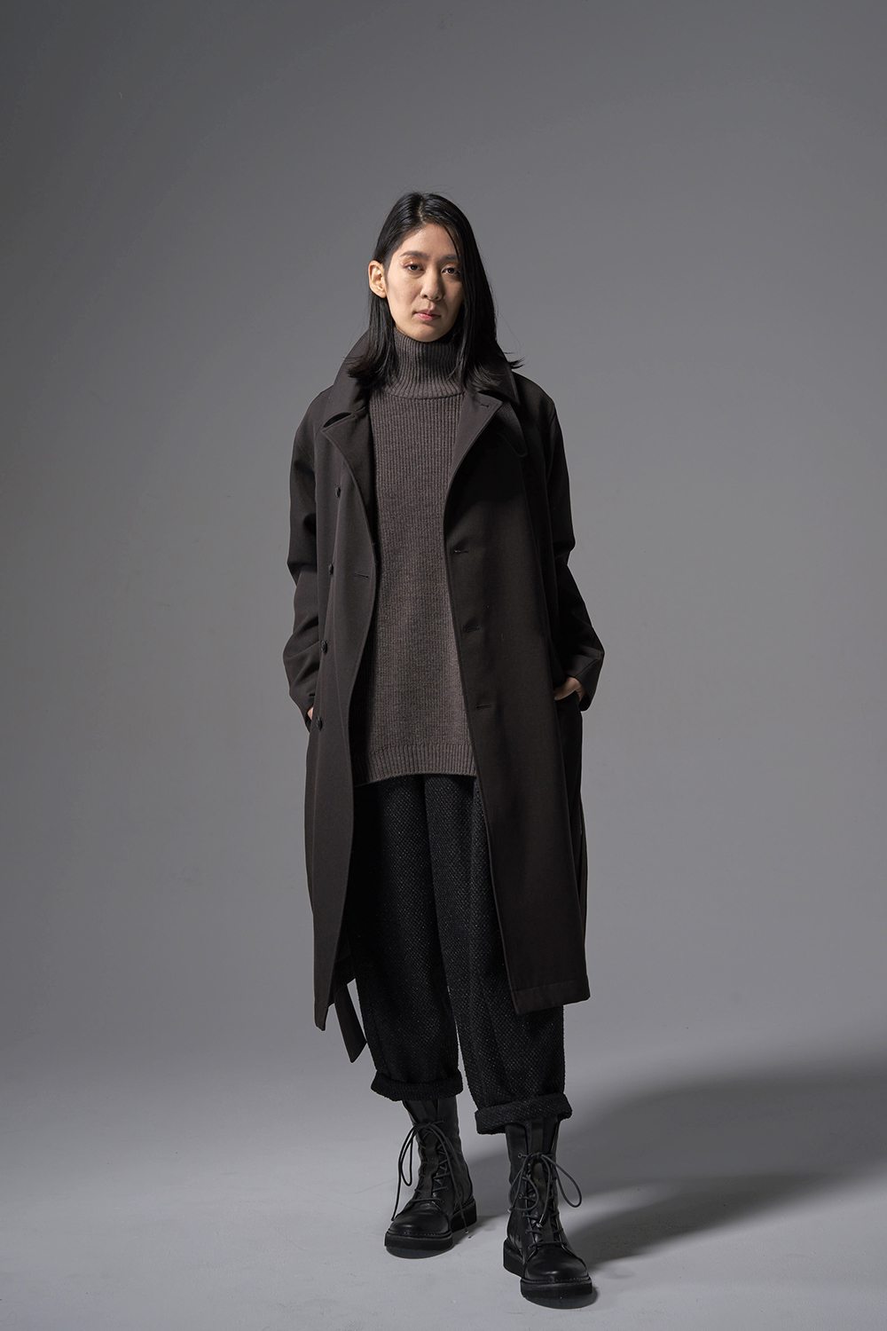 Knit High neck long sleeve Merino wool Otter Gray