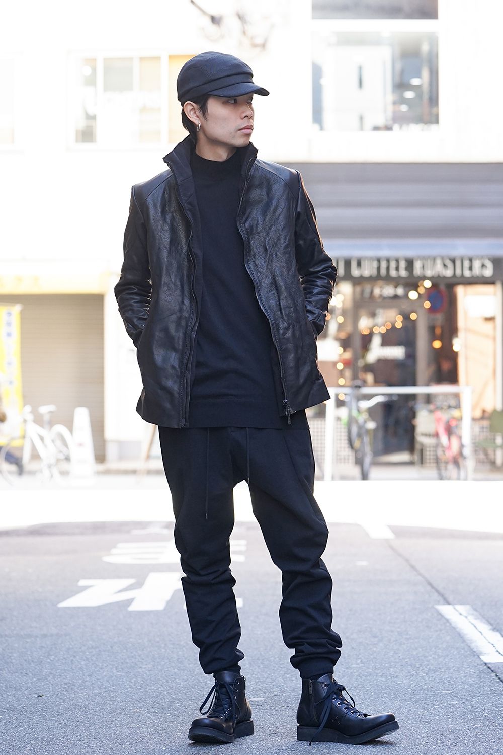 Knit high neck Cotton Black