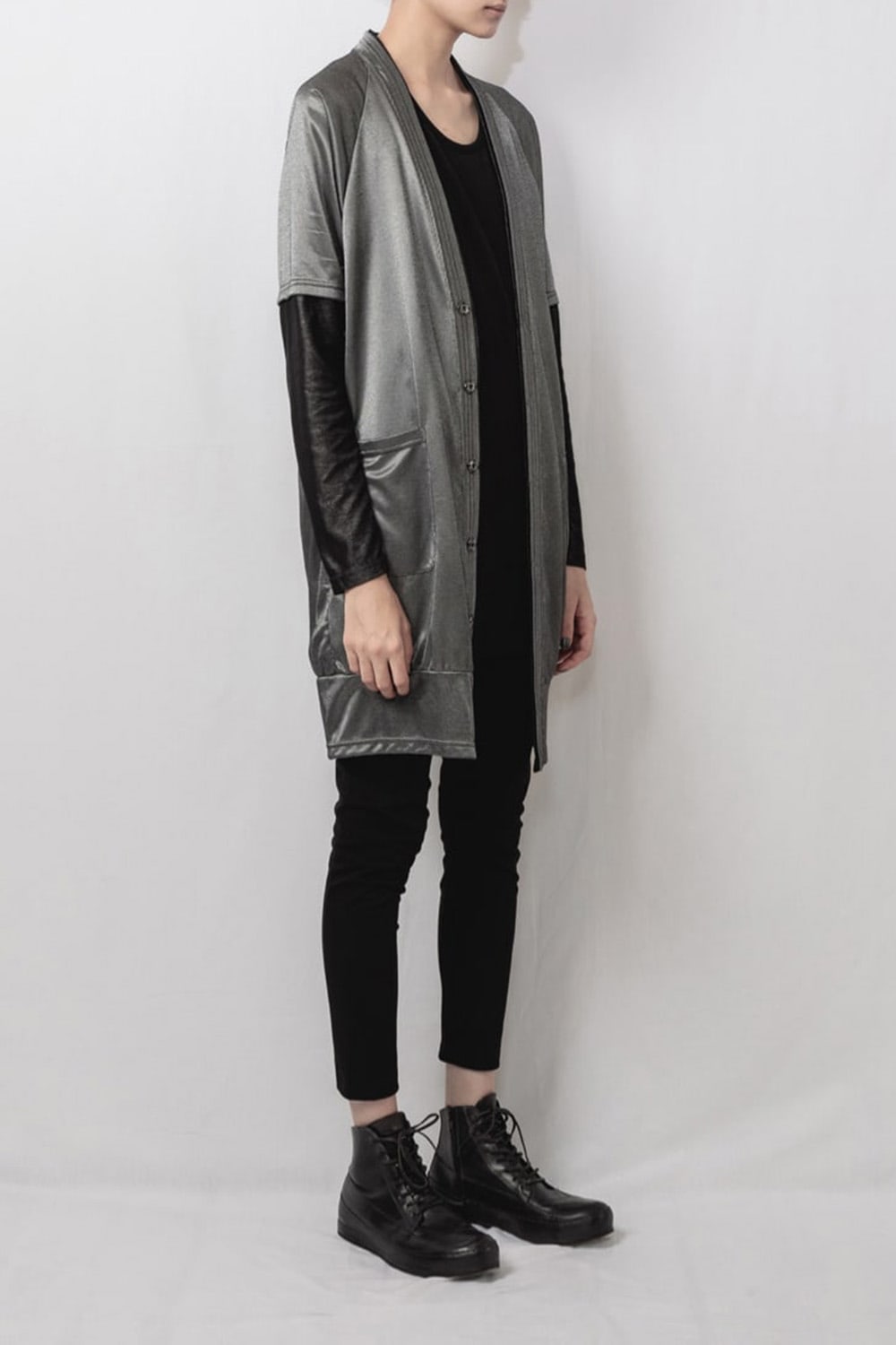 Long Cardigan Silver/Black