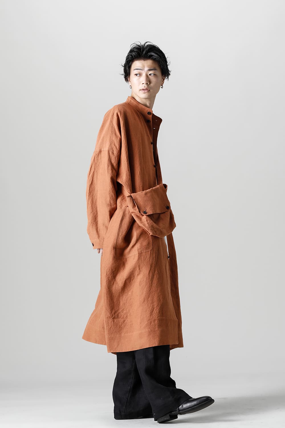 SHIRT COAT Hemp Mele Cloth RED BRICK