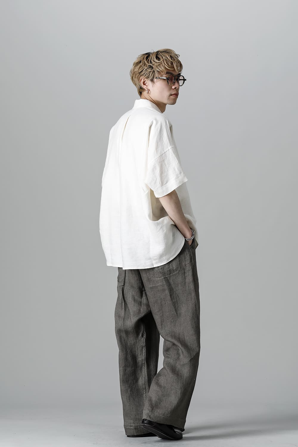 JOGGING TROUSERS Flax Herringbone GRAY