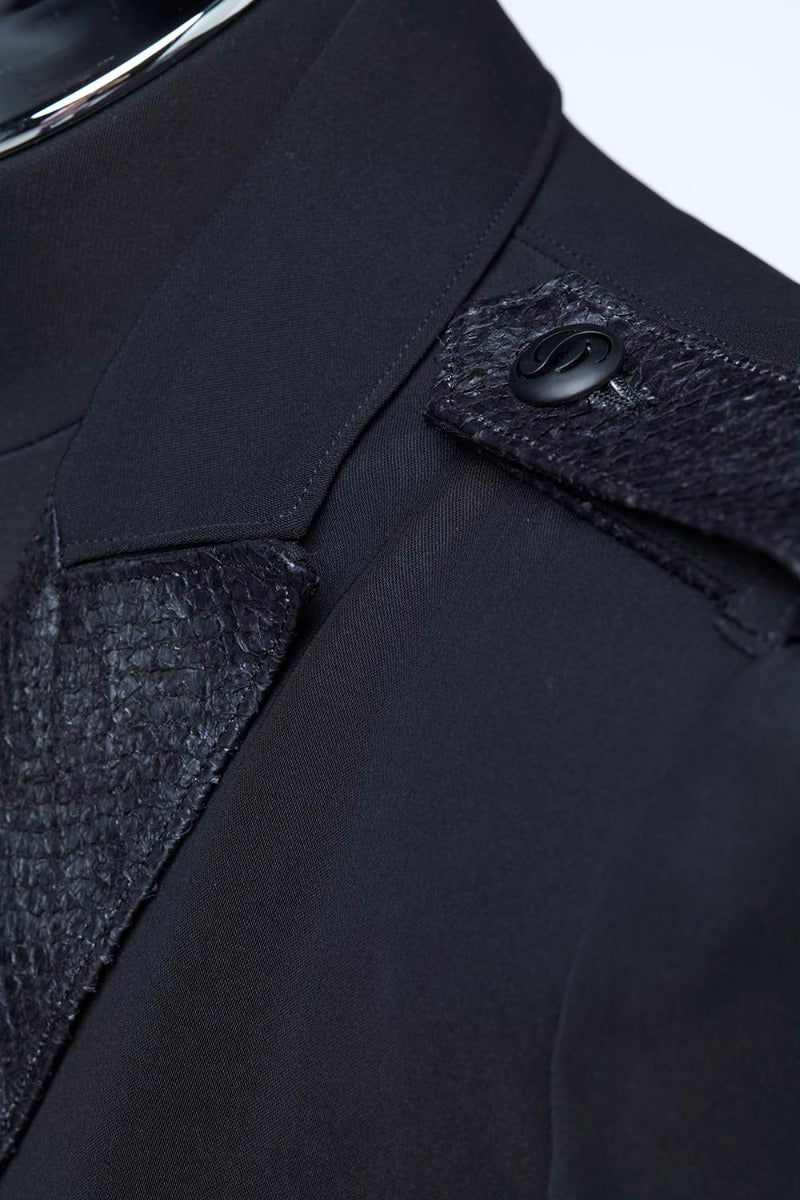 Fish Leather Lapel Flare Jacket