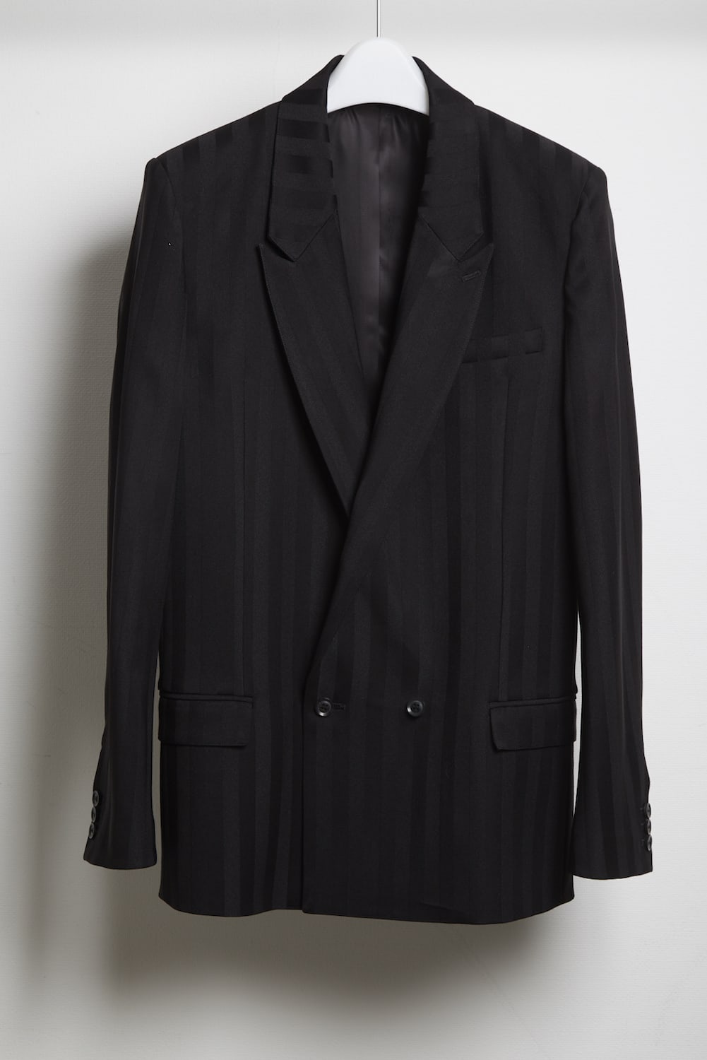 Jacquard stripe stretch jacket Black × Black