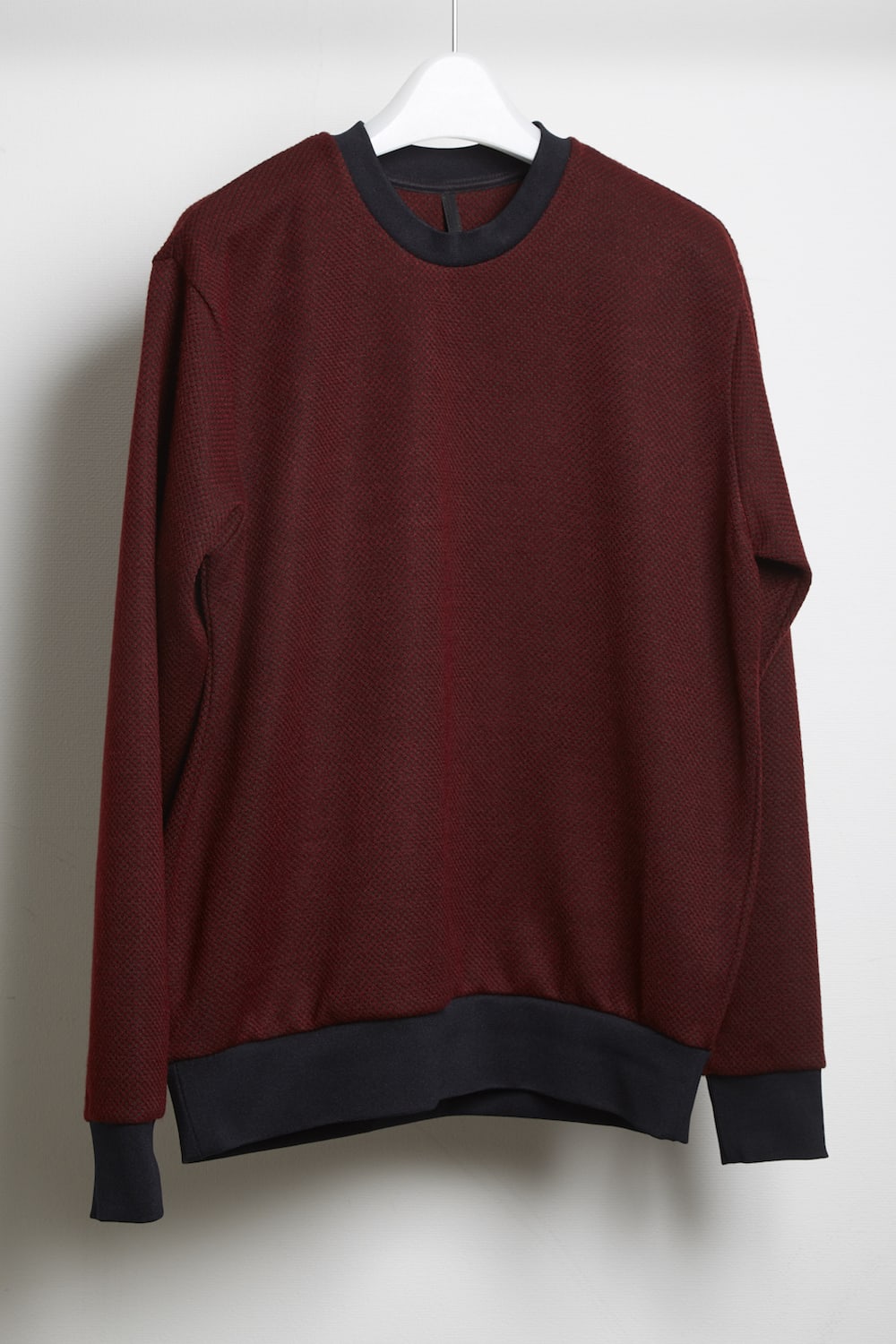 Gingham jacquard pullover Black × Red