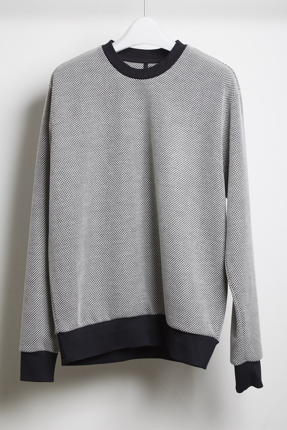 Gingham jacquard pullover Black × Off White