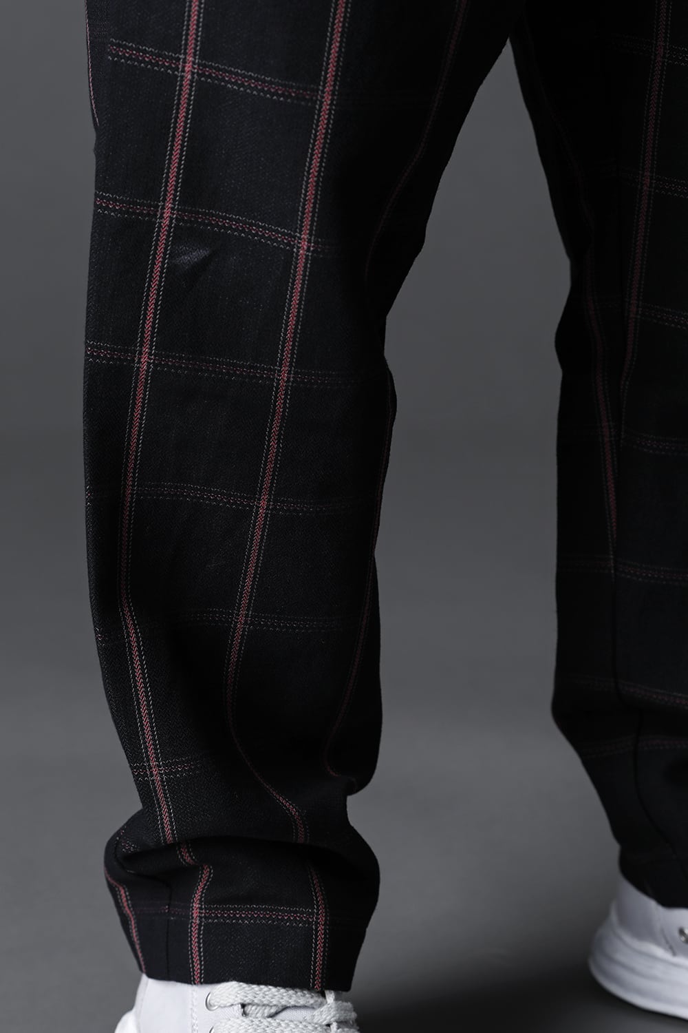 ドローストリング チェック ワイドパンツ