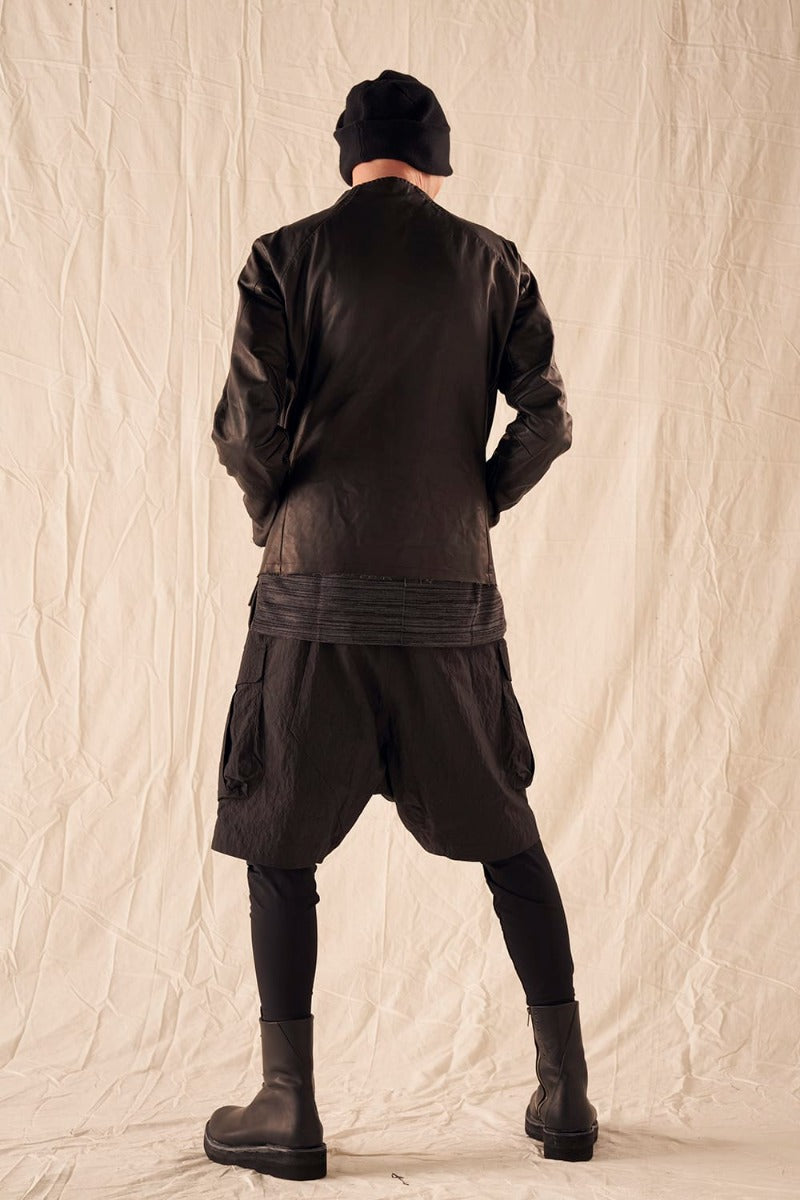 Layered pants Shrink cotton / nylon Black