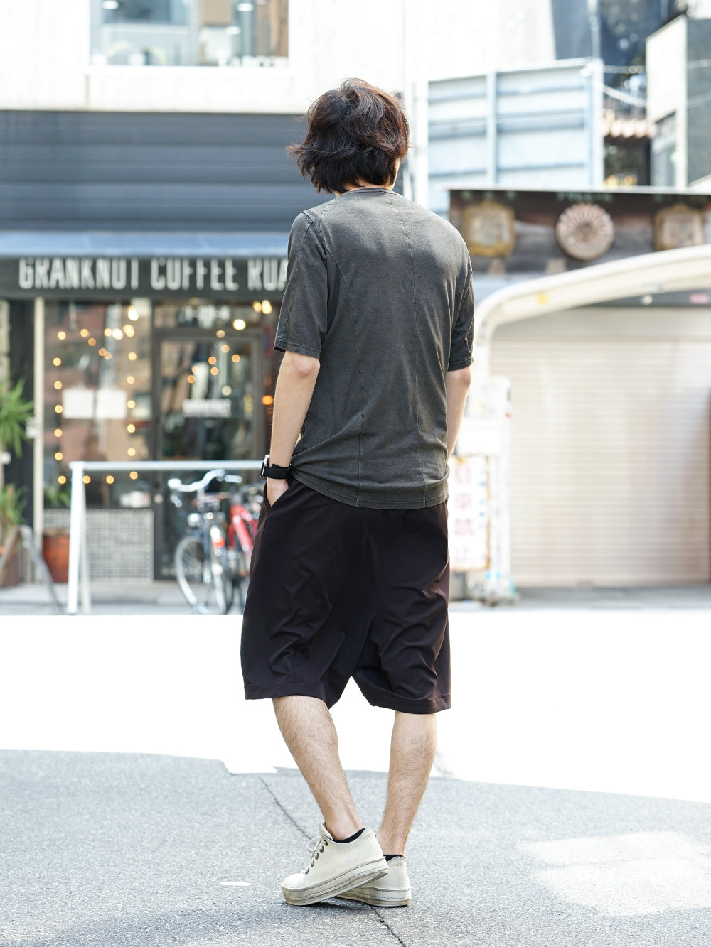 ショート パンツ シルク ナイロン ストレッチ - charcoal