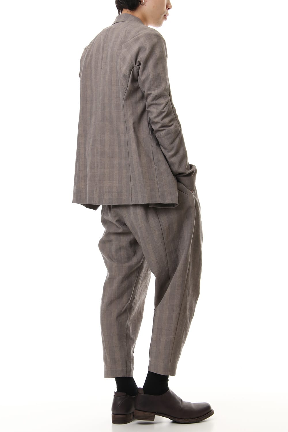 Cropped Pants Cotton Glen Check - Beige