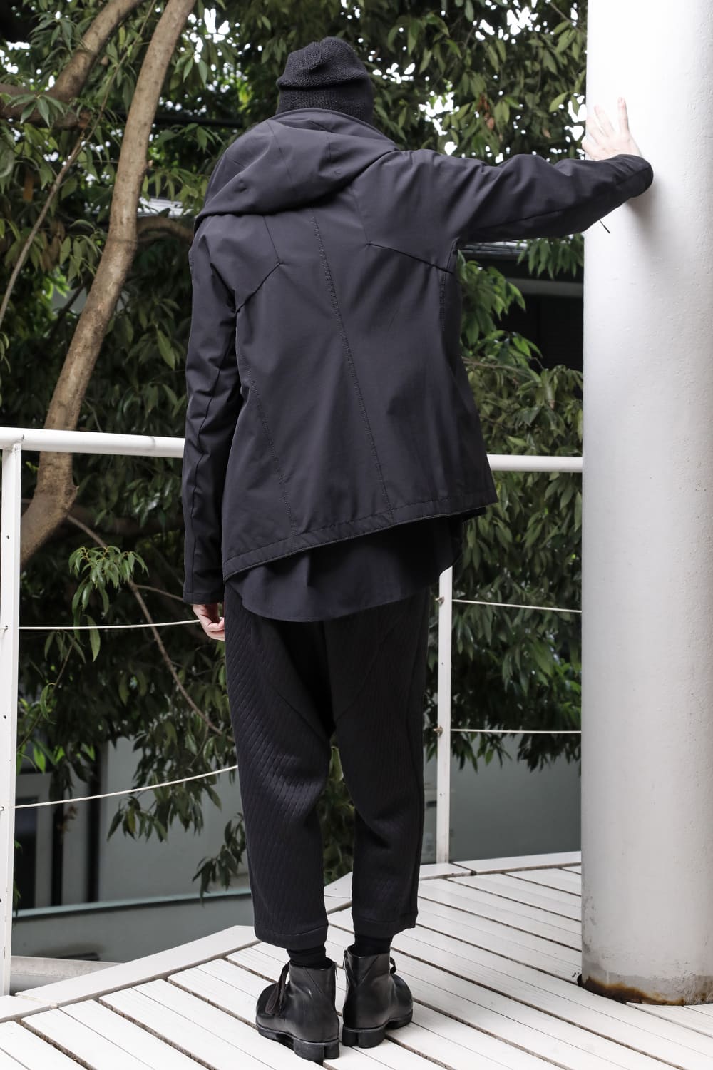 Dropcrotch cropped pants quilted cotton / polyester