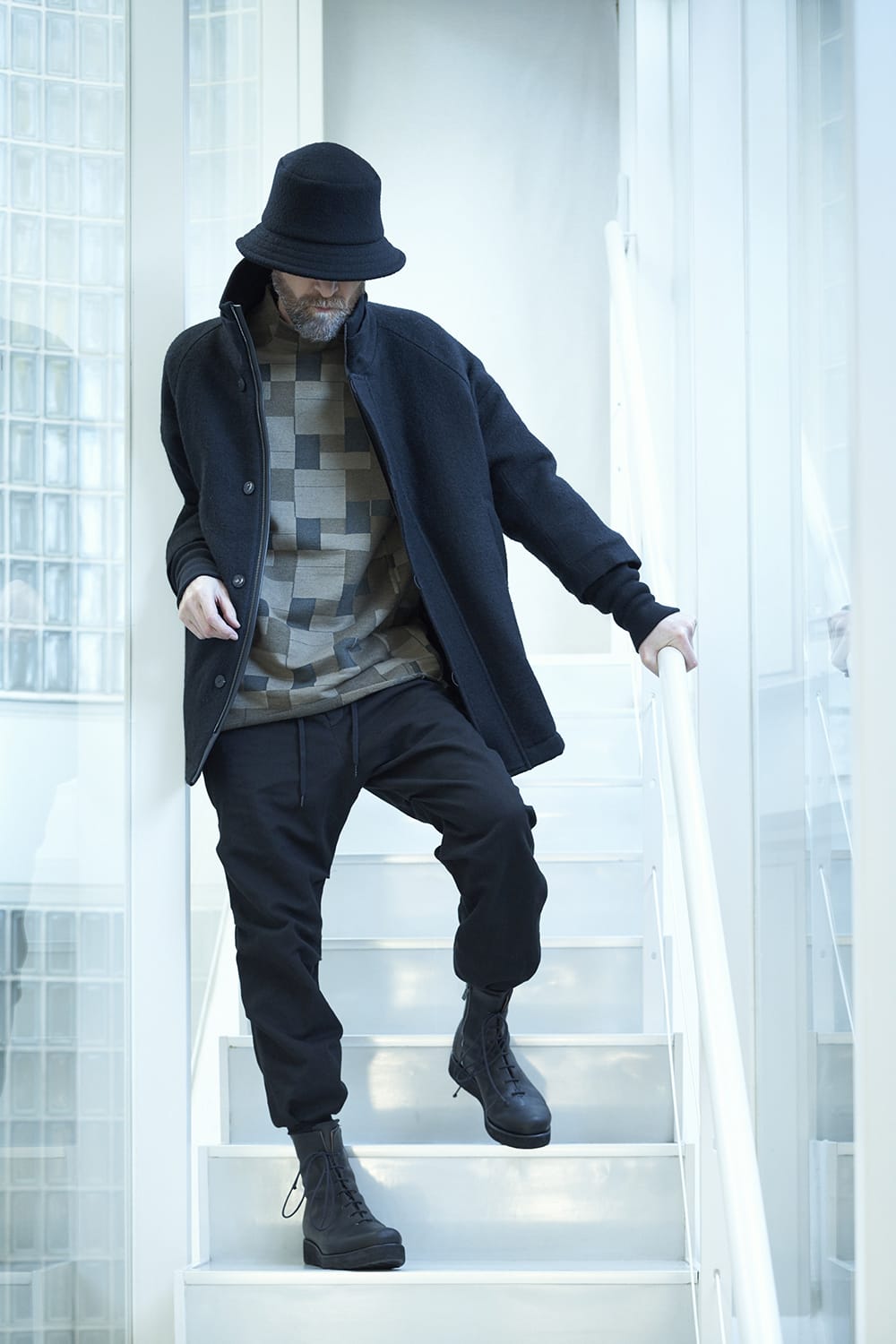 Jogger pants cotton / line Black