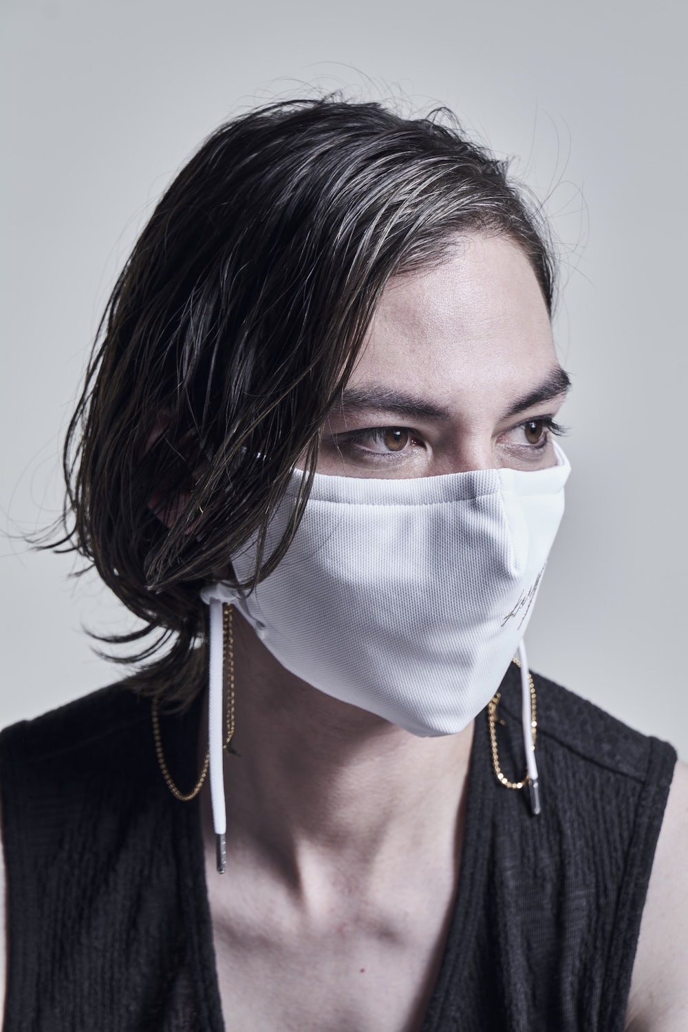 刺繍 フェイス カバー ホワイト