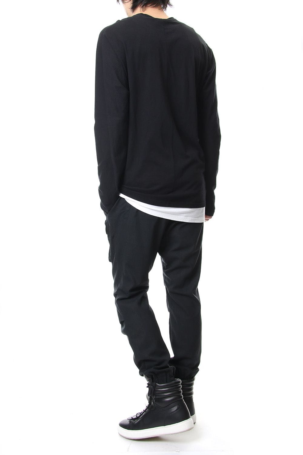 LAYERED DOLMAN L/S T-SHIRT Black×White