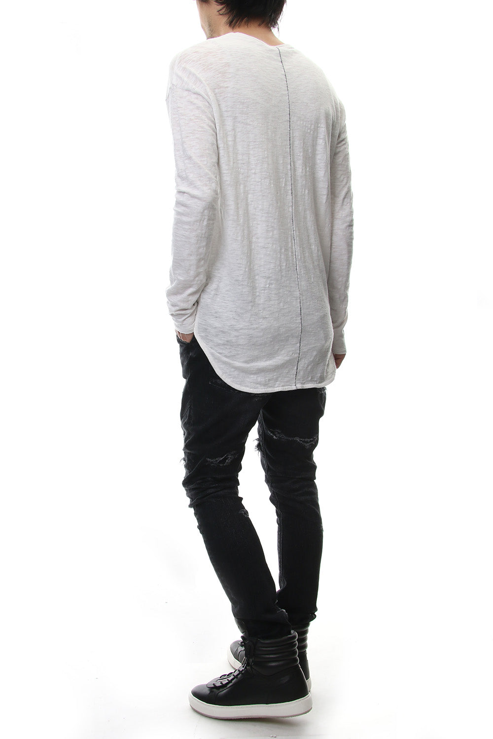 DROP SHOULDER L/S T-SHIRT Slub White