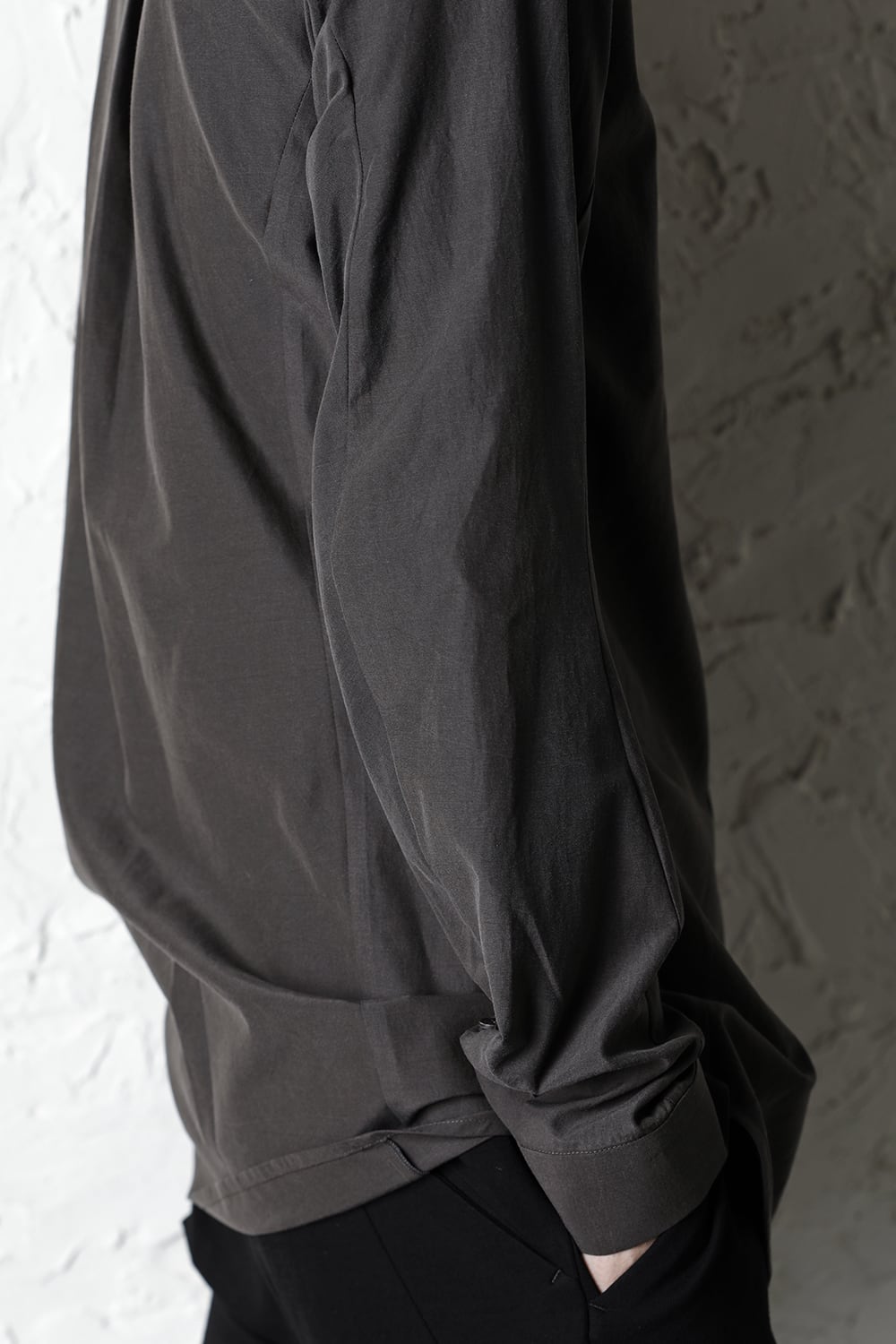 Shirt silk/cotton broad sandblast finish Gray