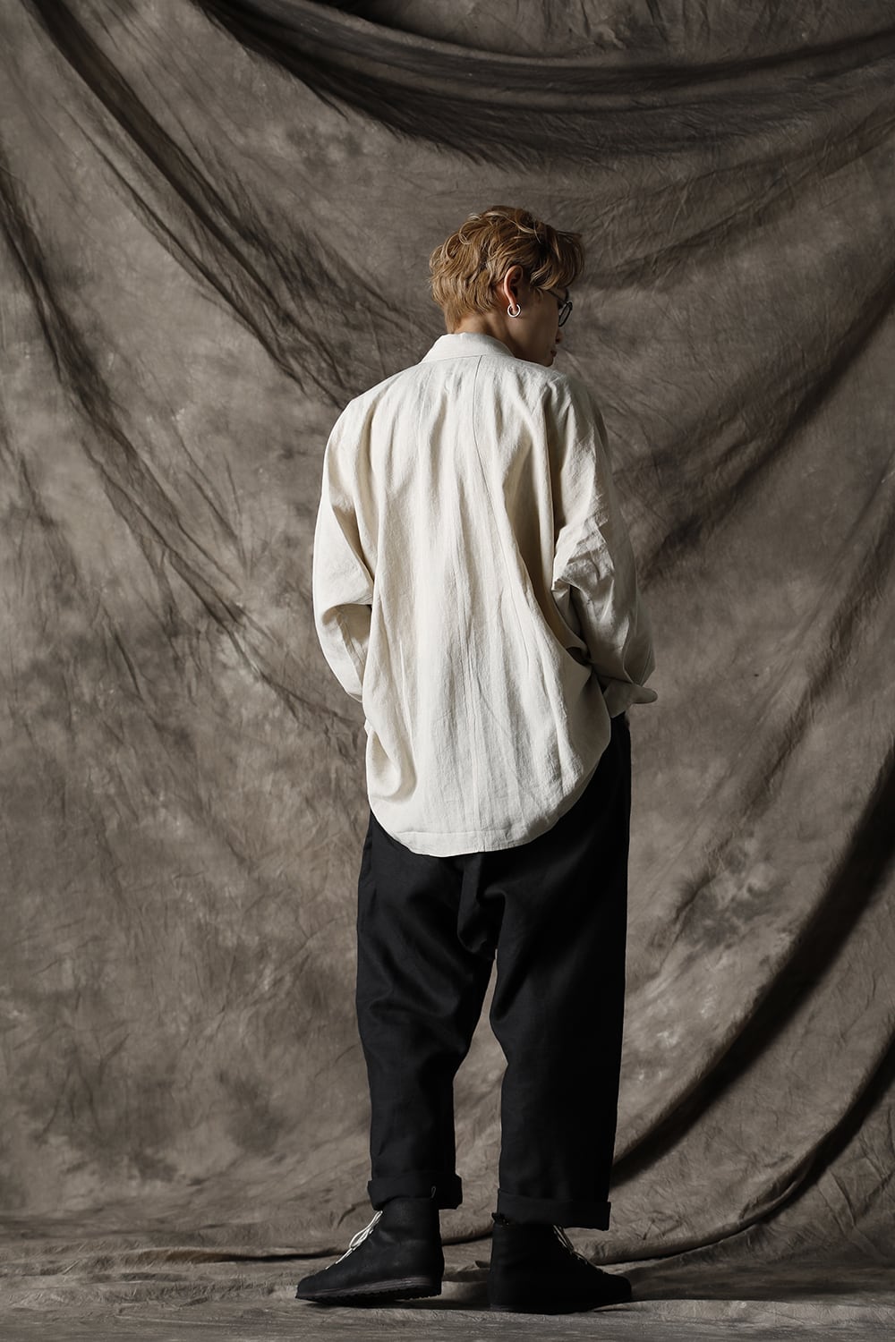 SHIRT#80 NATURAL MELE LINEN/SILK SHIRTING