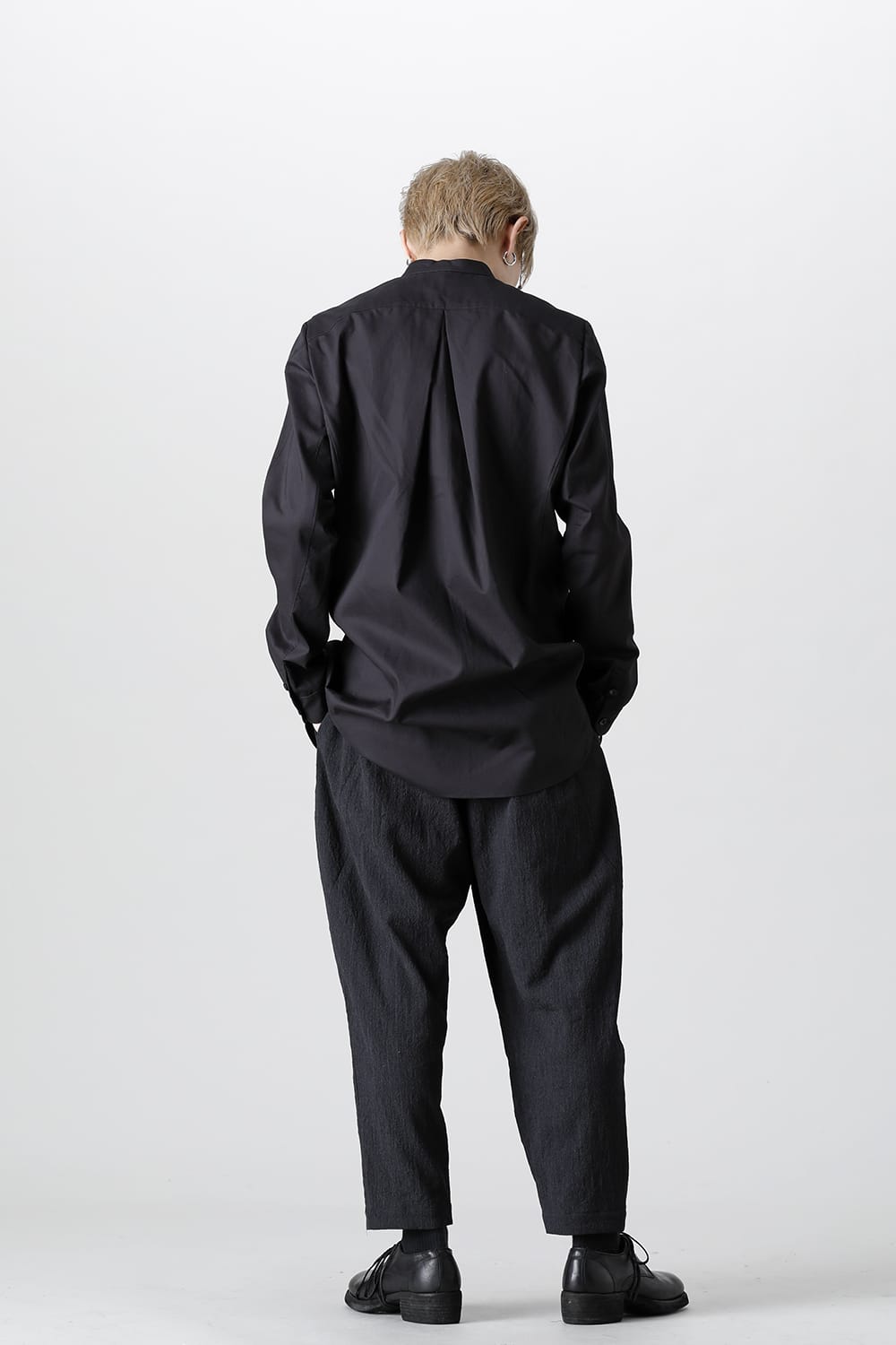 シャツ 200/2 コットン ダブルウィーブ ブラック