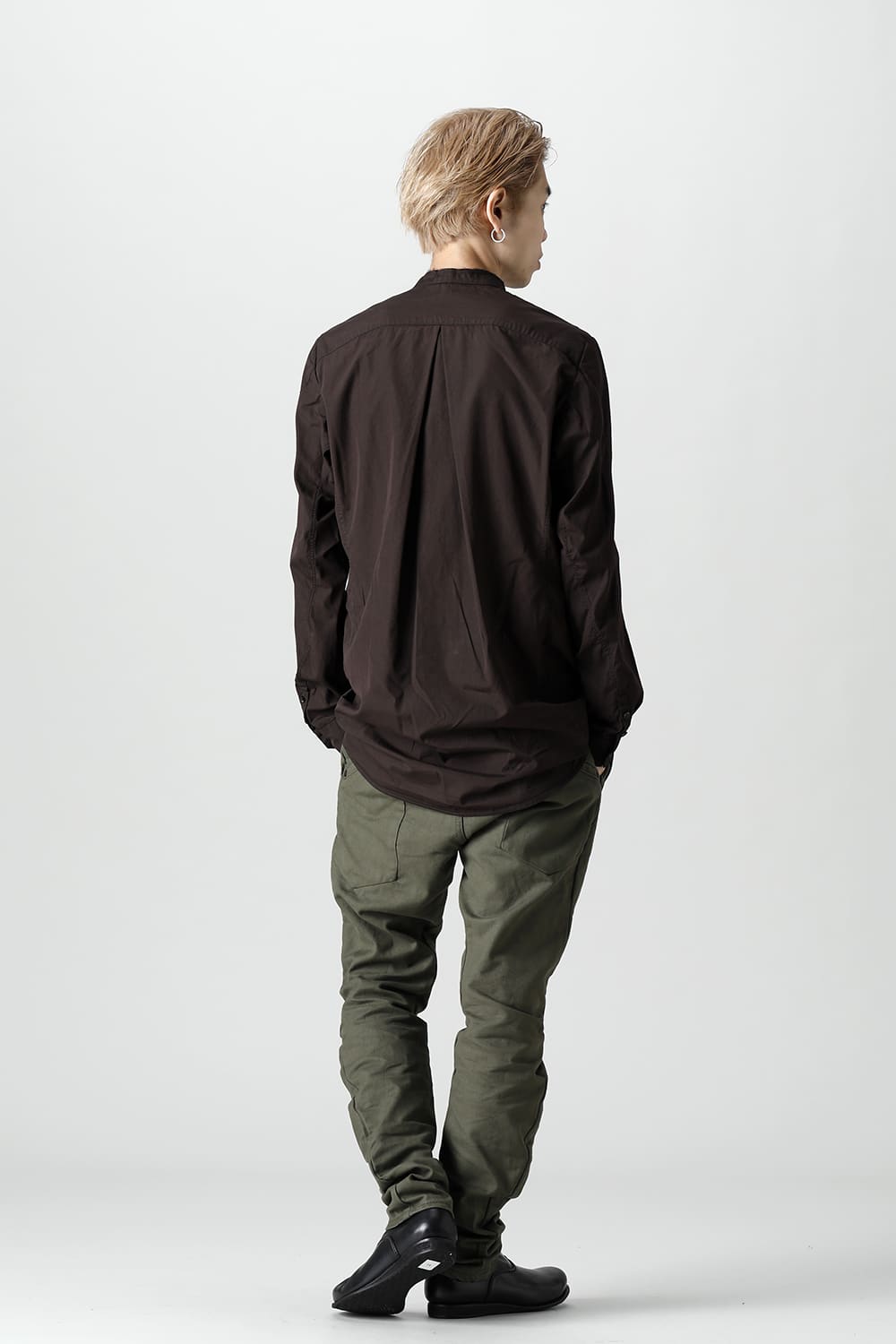 マオカラーシャツ 120/2 フィンクスコットン ラヴァストーン