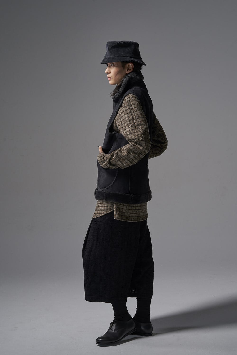 シャツ ヴァージンウール/カナパ チェック