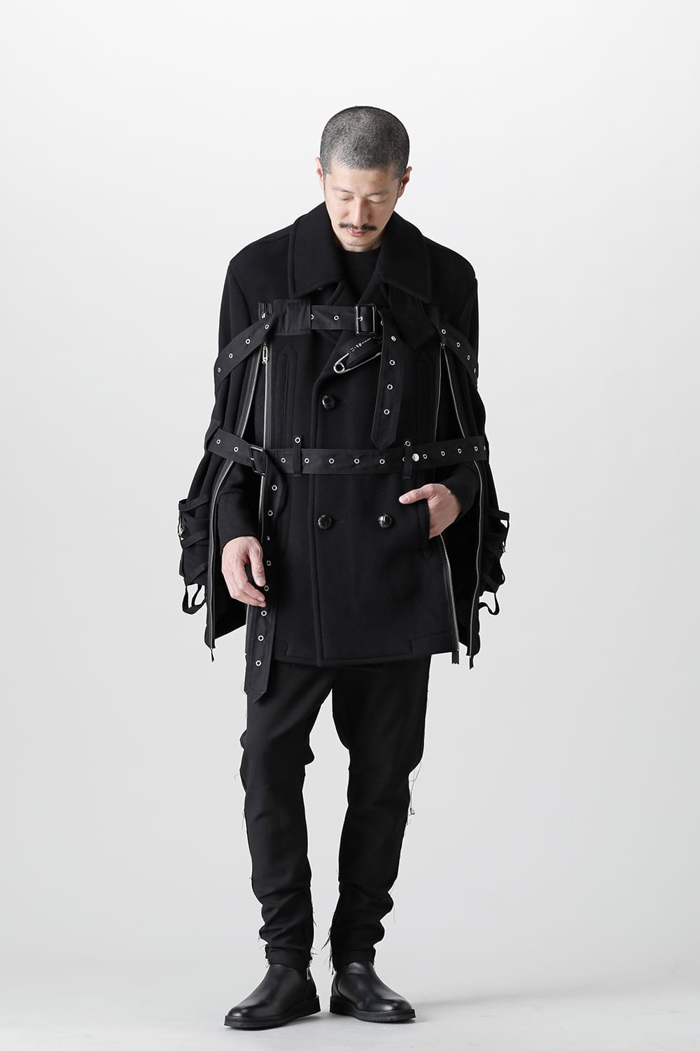 Music Staff Strapped Blanket Pea Coat