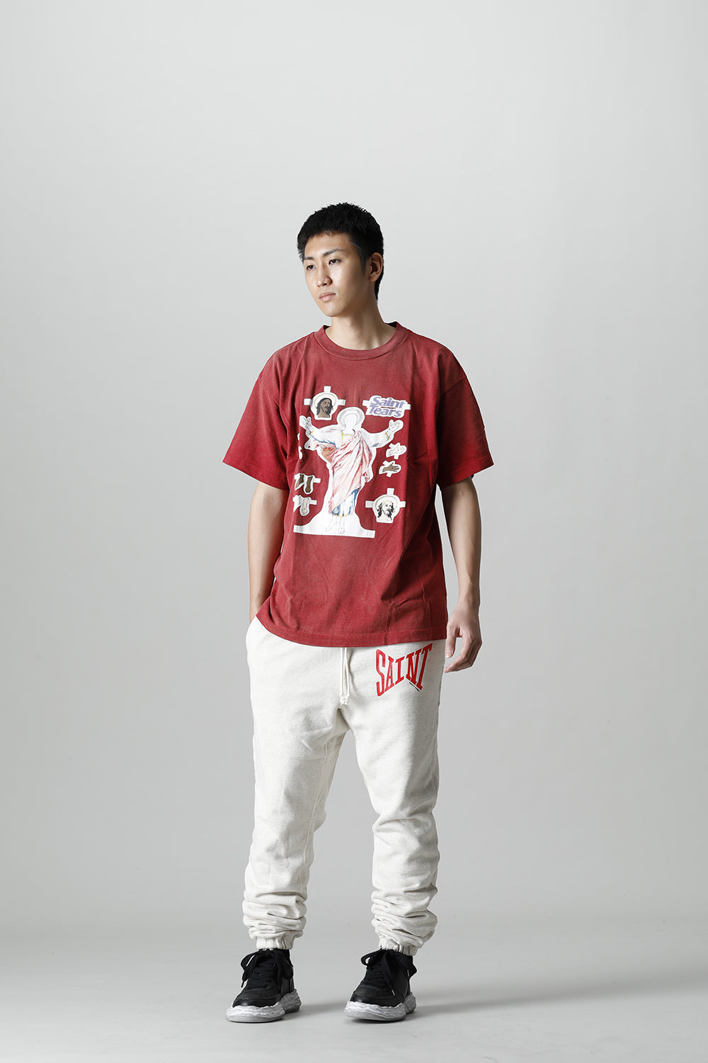 ©SAINT M×××××× × DENIM TEARS Yes Short sleeve T-shirt Deep Red