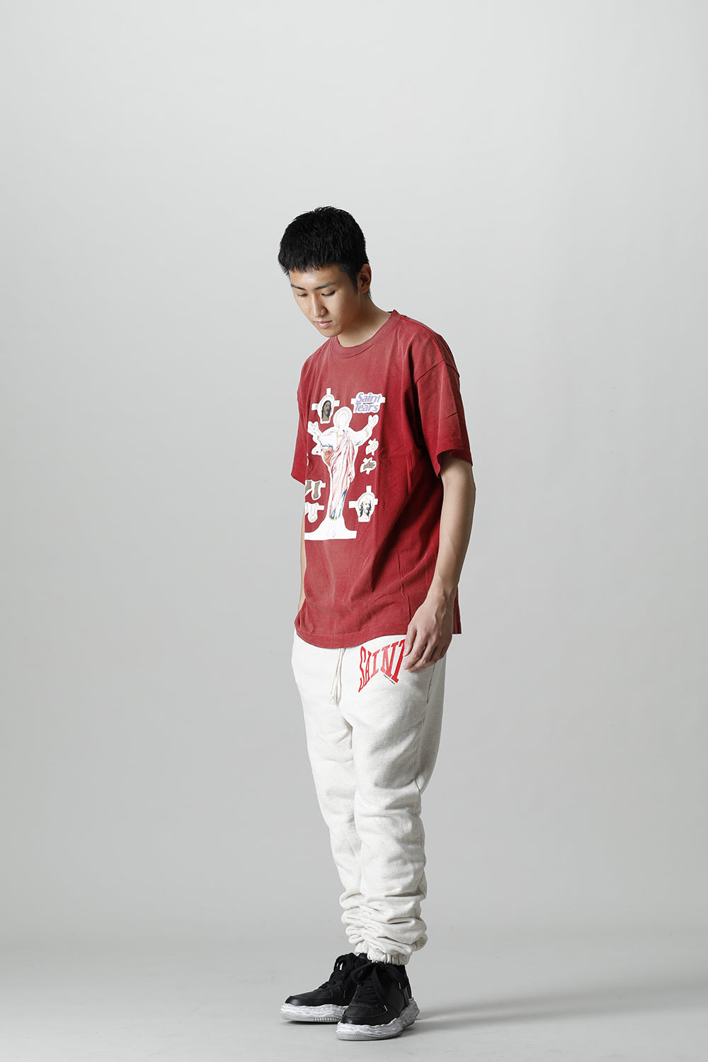 ©SAINT M×××××× × DENIM TEARS Yes Short sleeve T-shirt Deep Red
