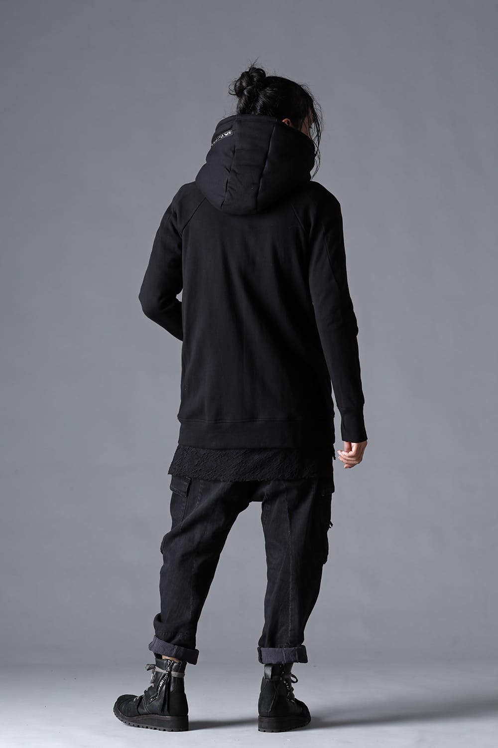 Double Zipper Hooded Jacket w/Untwisted Yarn Fleece Lining Black