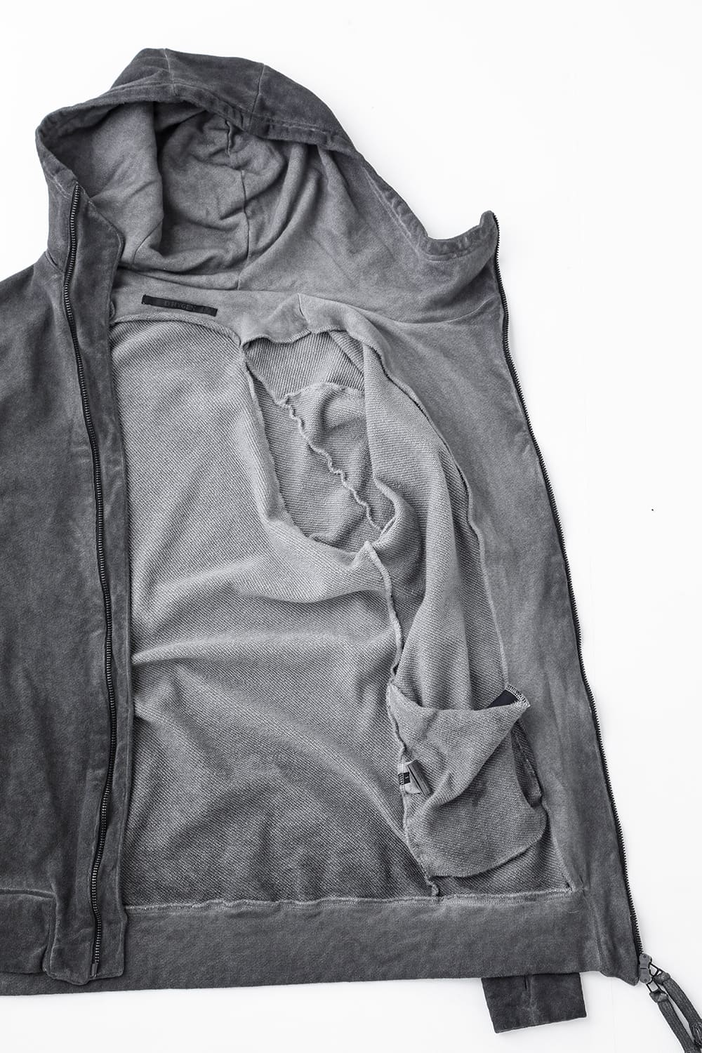 Cold Dyed Untwisted Soft Cotton JerseyZipper Hoodie Charcoal