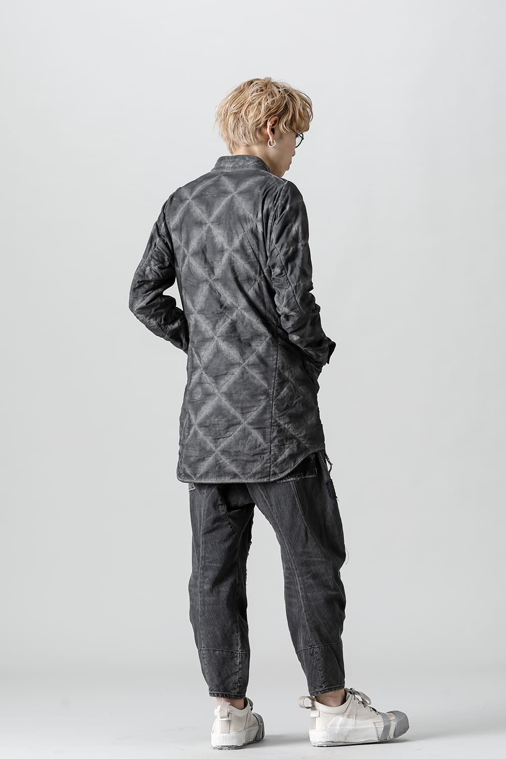 Quilting Cold Dye Pullover Shirt Charcoal