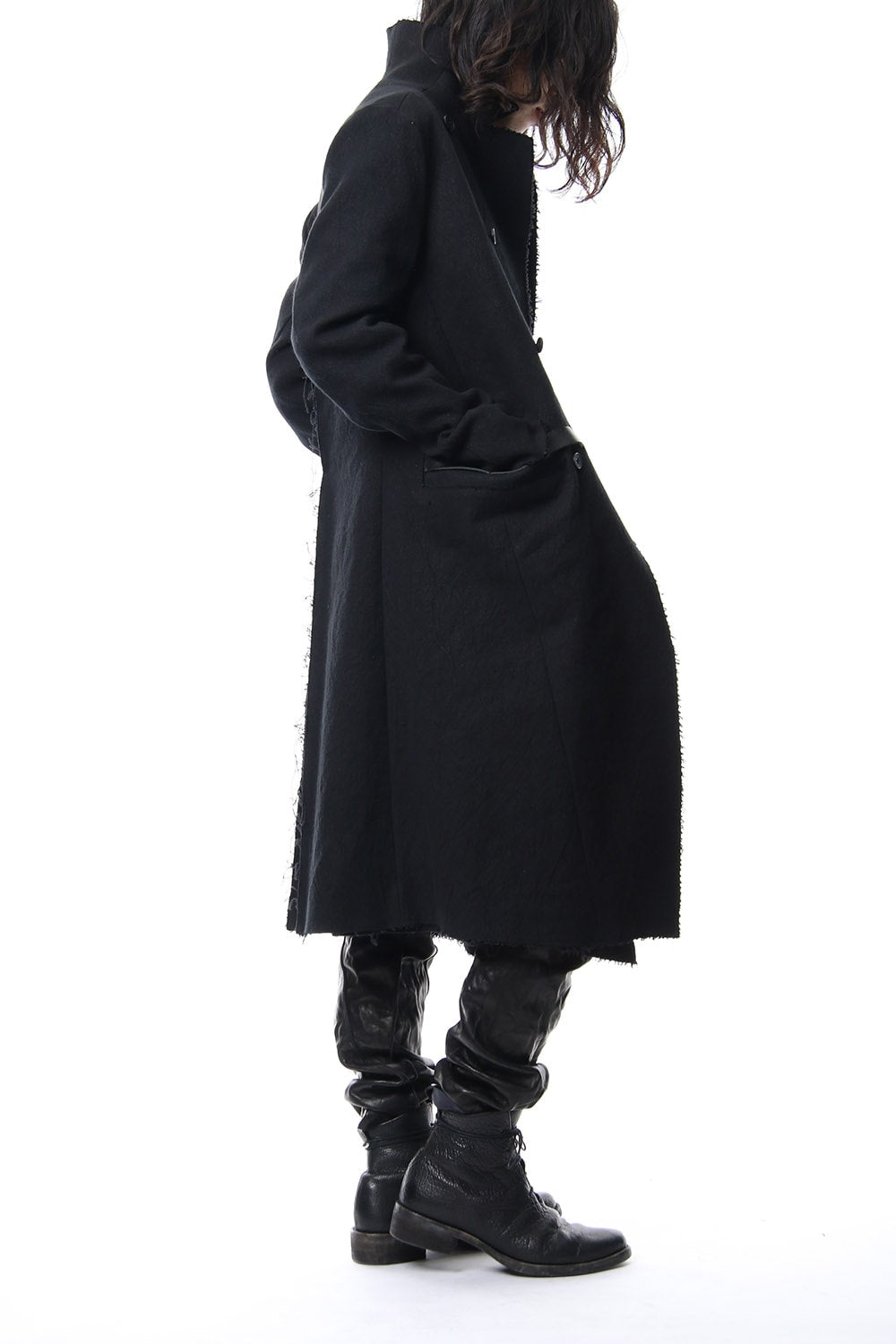 Heavy cotton × linen stretch officer coat